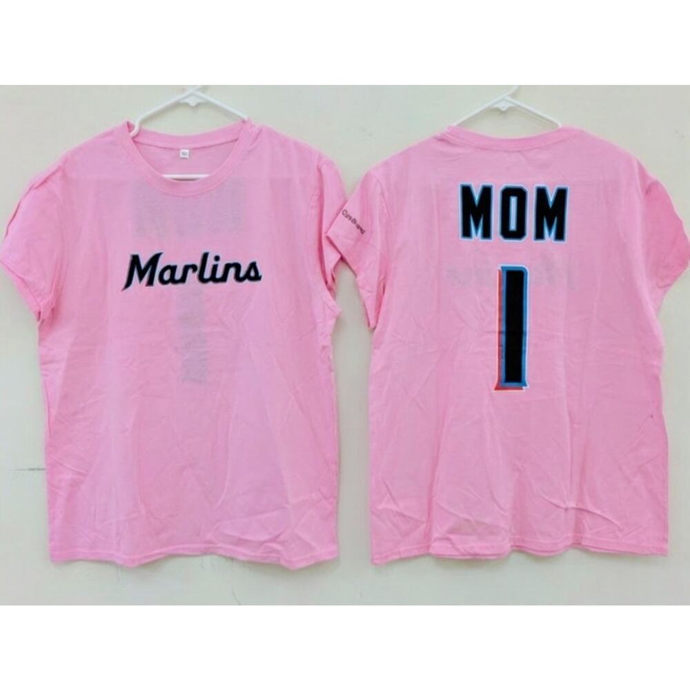 NWT Florida Marlins #1 Mom T-Shirt Pink MLB Baseball XL New With Tags